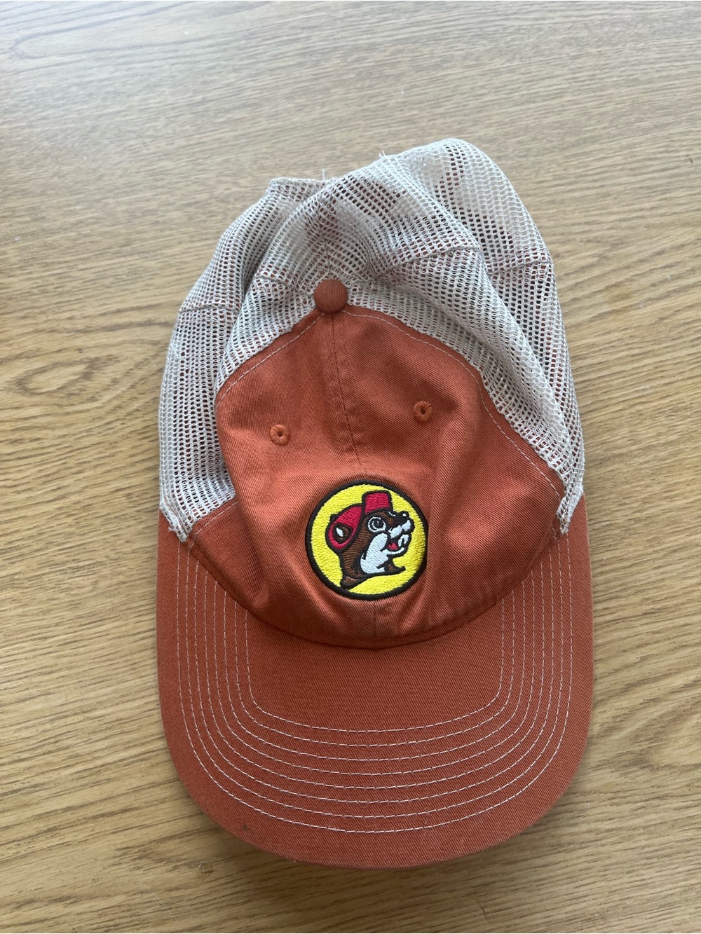 Buc-ee's Rust Orange & Cream Mesh Trucker Hat